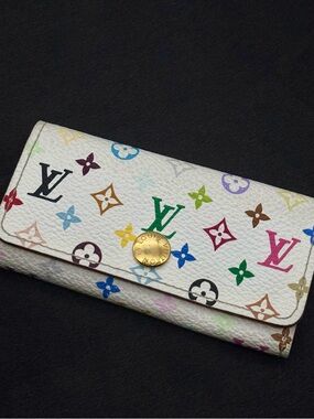 Vintage Louis Vuitton x Takashi Murakami White Monogram Multicolore Key Pouch